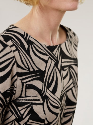 Softjersey-Jacquardkleid Natur/Schwarz