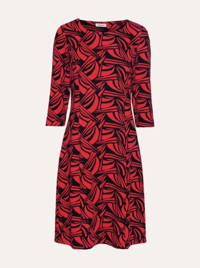 Softjersey-Jacquardkleid Rot/Schwarz