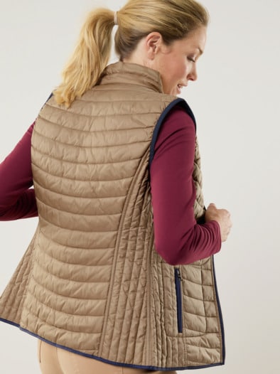 Wende-Steppweste Caramel/Marine
