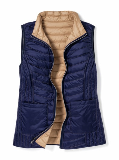 Wende-Steppweste Caramel/Marine