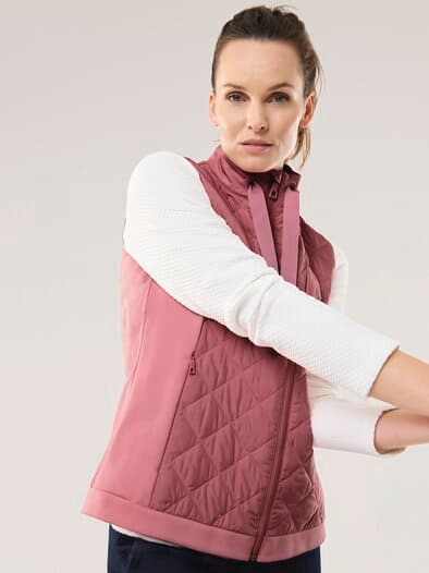 Leichtweste Materialmix Rosenholz