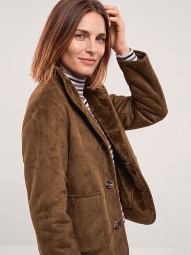 Wendejacke aus Kunstfell Praline