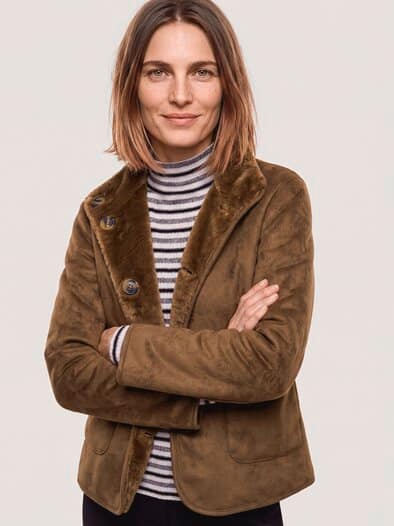 Wendejacke aus Kunstfell Praline