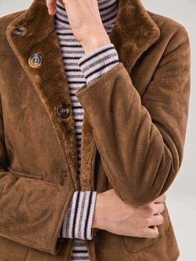 Wendejacke aus Kunstfell Praline