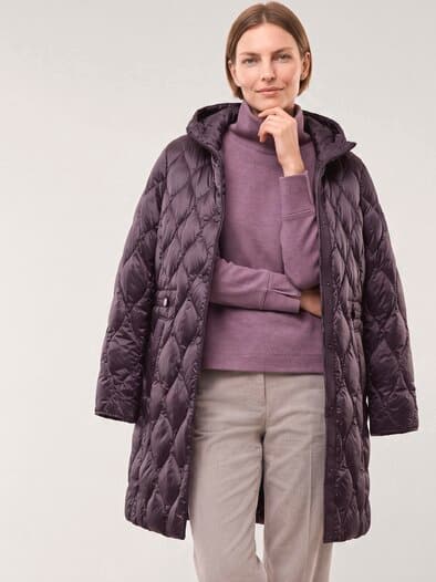 Leichter Steppmantel mit Tunnelzug Mauve