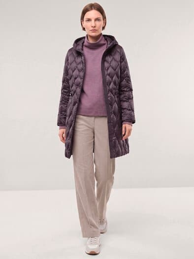 Leichter Steppmantel mit Tunnelzug Mauve