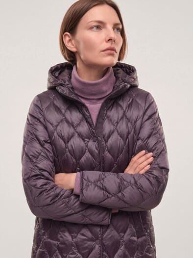 Leichter Steppmantel mit Tunnelzug Mauve