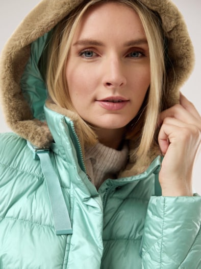 Steppjacke Kuschelkragen Gletschergrün