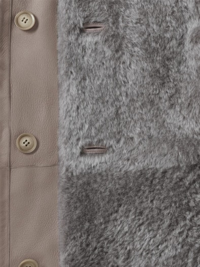 Premium Lammfell Wendemantel Taupe