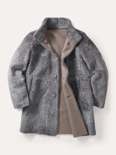 Premium Lammfell Wendemantel Taupe
