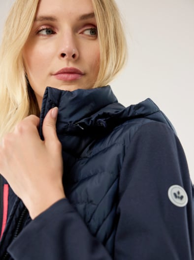 Steppjacke Materialmix Marine