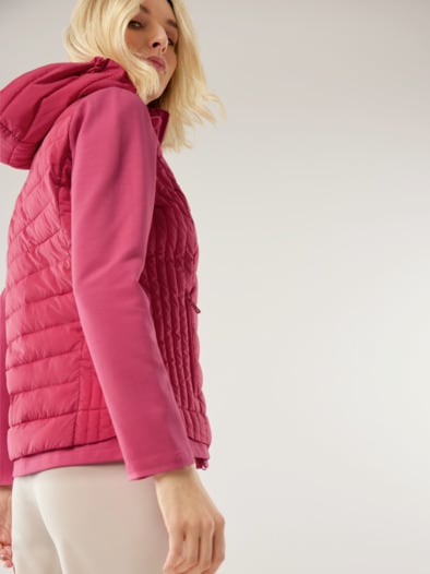 Steppjacke Materialmix Himbeersorbet