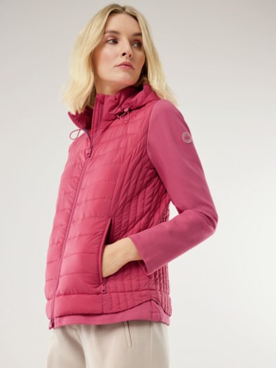 Steppjacke Materialmix Himbeersorbet