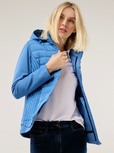 Steppjacke Materialmix Jeansblau