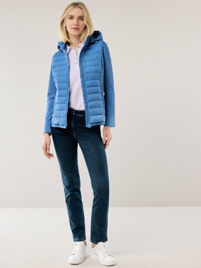 Steppjacke Materialmix Jeansblau