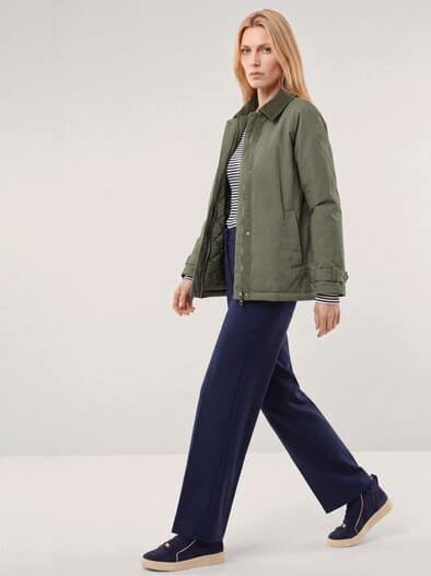 Jacke aus Baumwollmischung mit Cord Olivgrün