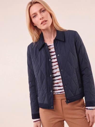 Kurze Steppjacke mit Materialmix Nachtblau