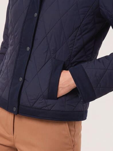 Kurze Steppjacke mit Materialmix Nachtblau