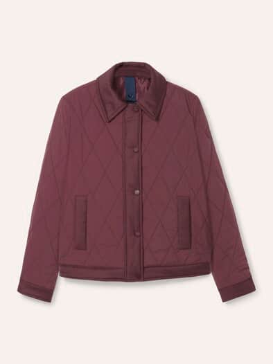 Kurze Steppjacke mit Materialmix Merlot