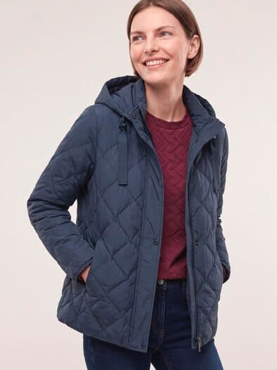 Leichte Steppjacke mit Rautenmuster ohne Nähte Nachtblau