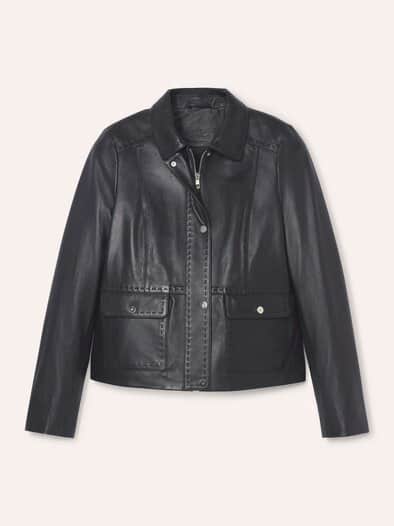 Kurze Jacke aus Lammnappa Schwarz