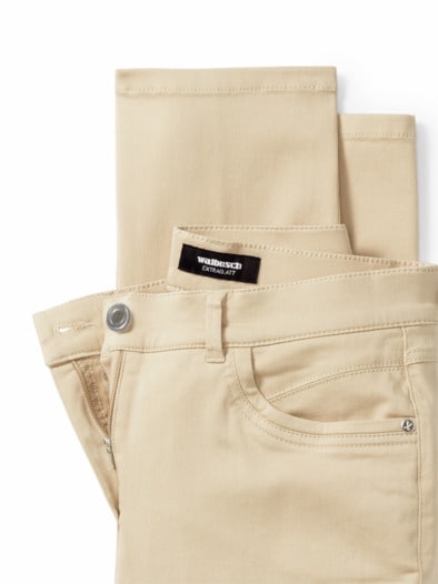 Extraglatt Baumwollhose Safaribeige