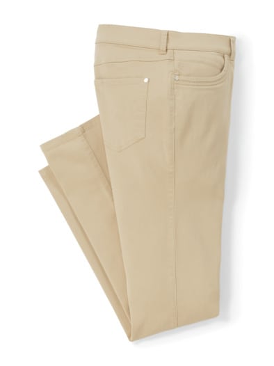 Extraglatt Baumwollhose Safaribeige