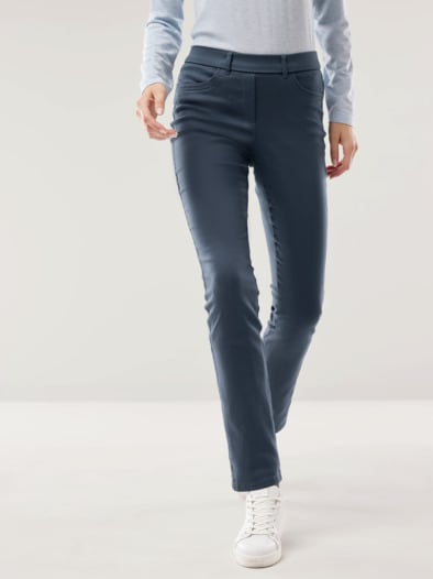 Thermo-Extraglatt Baumwollhose Jeansblau