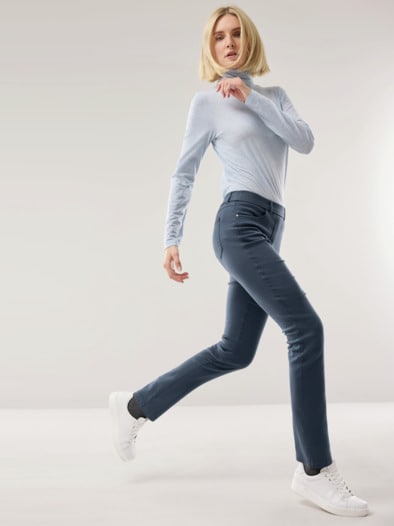 Thermo-Extraglatt Baumwollhose Jeansblau
