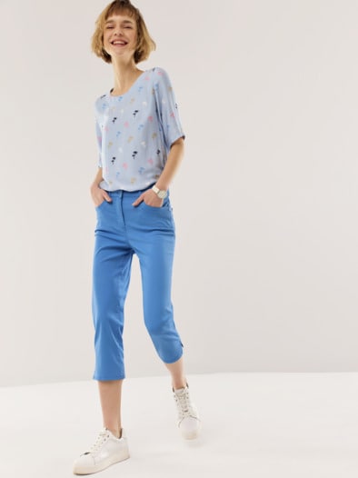 Baumwoll-Capri Supersoft Königsblau