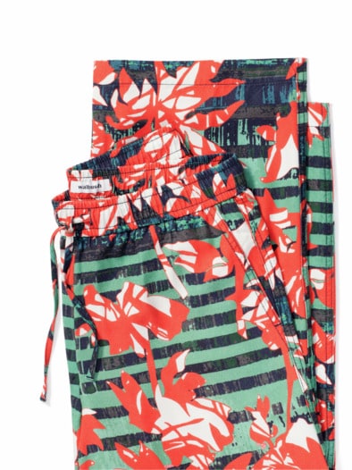 Lyocell-Culotte Palmenprint Orange/Türkis