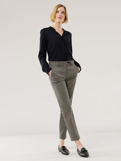 Kombi Jacquardhose Schwarz/Safaribeige