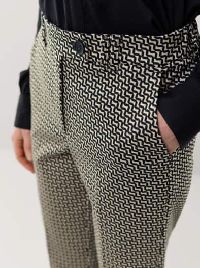 Kombi Jacquardhose Schwarz/Safaribeige