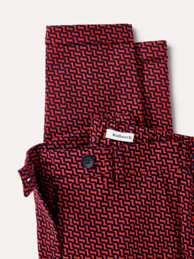 Kombi Jacquardhose Schwarz/Rot