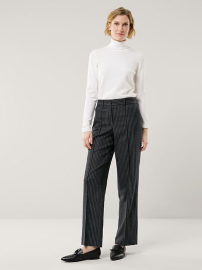 Premium Marlenehose Nadelstreifen Schwarz