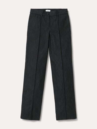Premium Marlenehose Nadelstreifen Schwarz