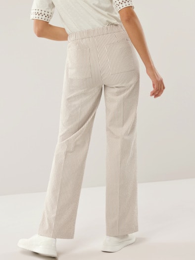 Marlenehose Seersucker Beige/Weiß