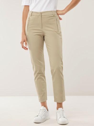 7/8-Cityhose Baumwollmix Safaribeige