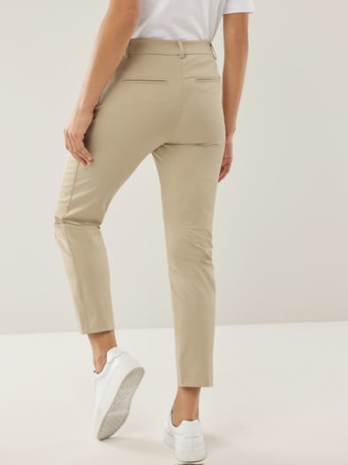 7/8-Cityhose Baumwollmix Safaribeige