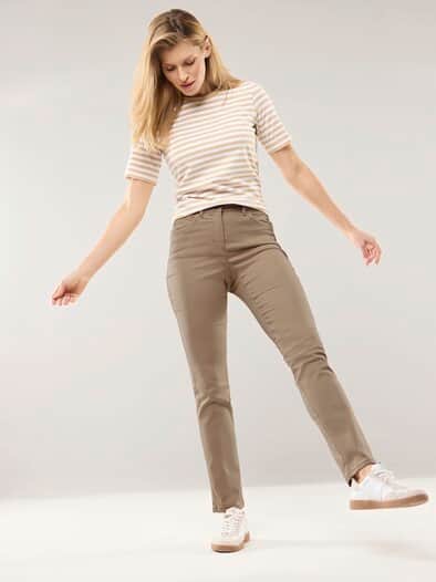 Extraglatt Baumwollhose Sand