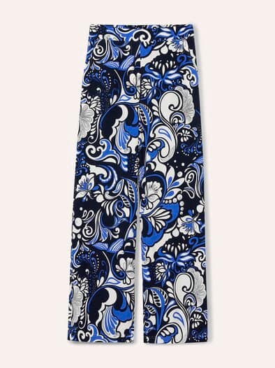 Kombihose aus Leinenmix AOP Blau