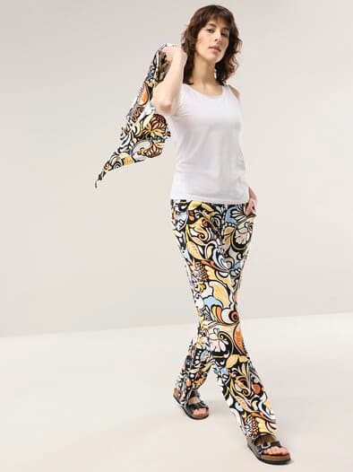 Kombihose aus Leinenmix AOP Bunt