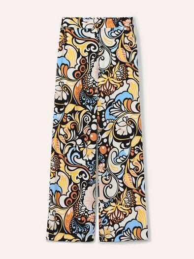 Kombihose aus Leinenmix AOP Bunt