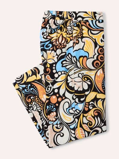 Kombihose aus Leinenmix AOP Bunt