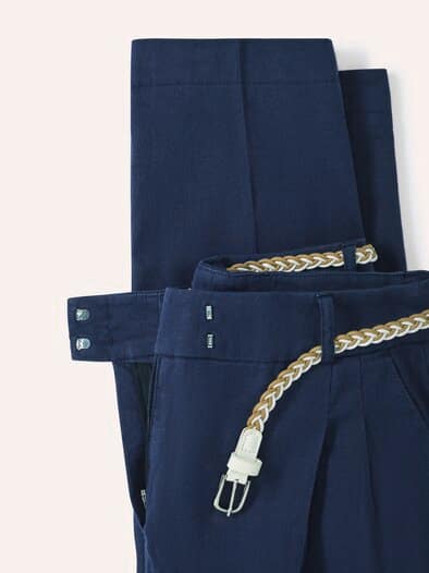 Bundfaltenhose aus Leinenmix Marine