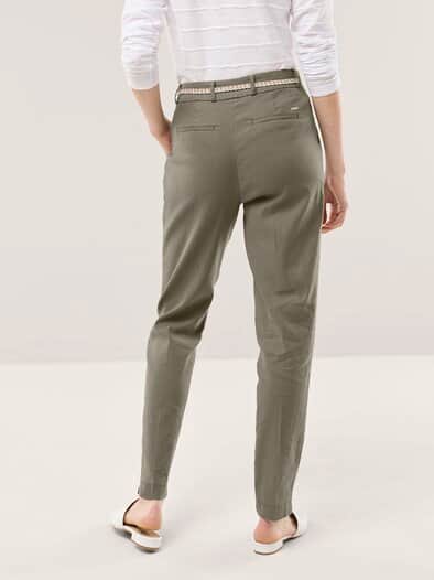 Bundfaltenhose aus Leinenmix Khaki