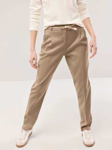 Bundfaltenhose aus Leinenmix Sand