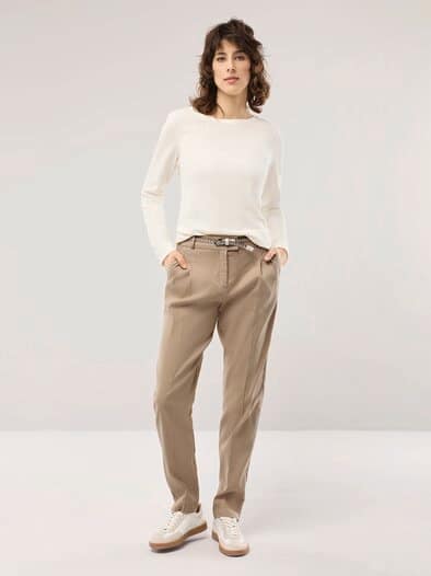 Bundfaltenhose aus Leinenmix Sand