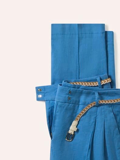 Bundfaltenhose aus Leinenmix Königsblau