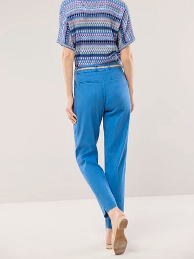 Bundfaltenhose aus Leinenmix Königsblau